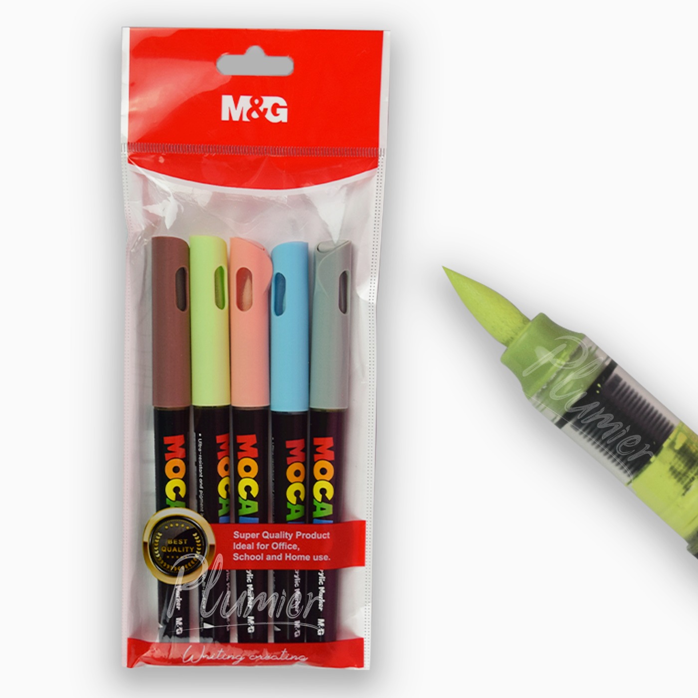 Mocalo Marcadores Acrílicos 5 Colores Punta Pincel Set 4
