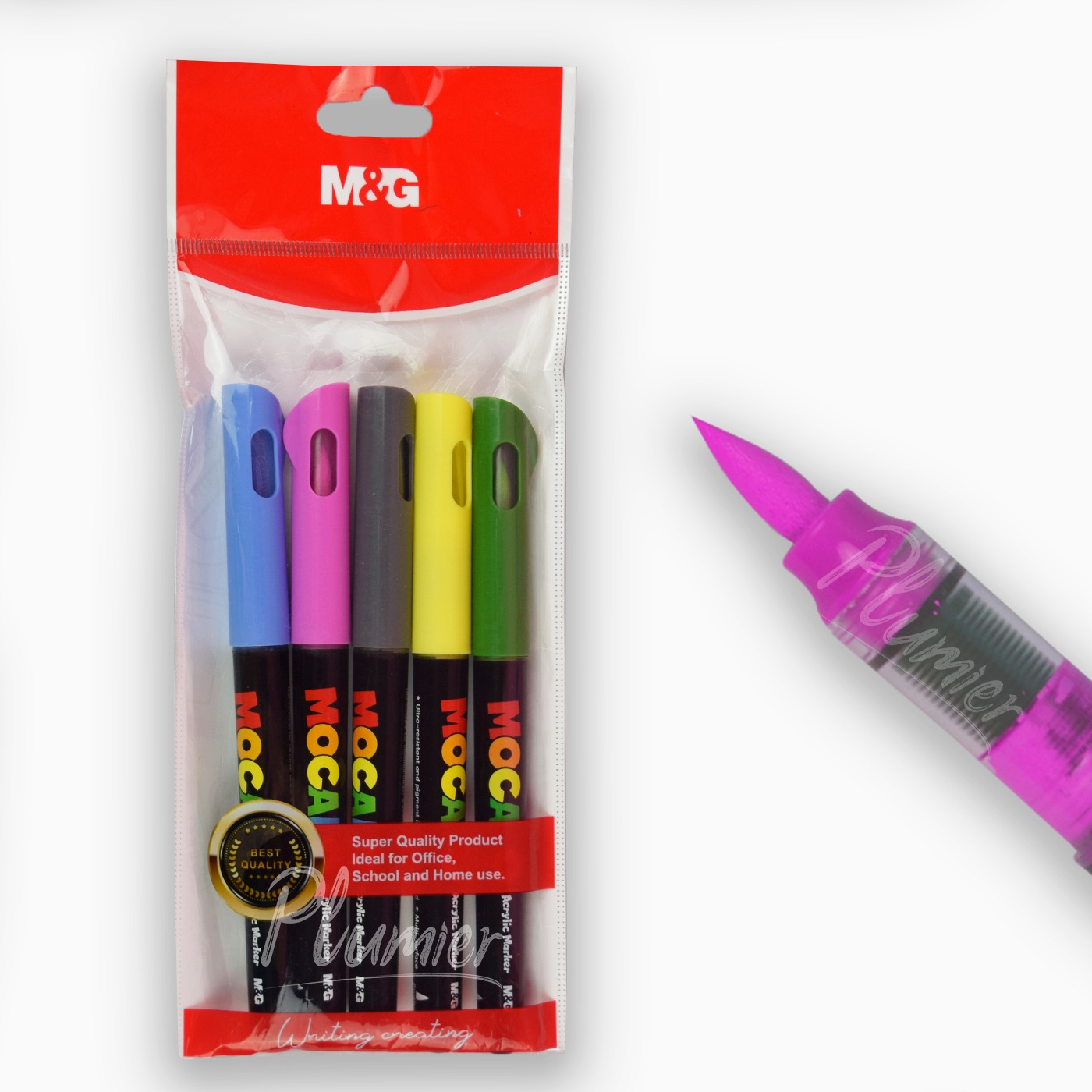 Mocalo Marcadores Acrílicos 5 Colores Punta Pincel Set 2