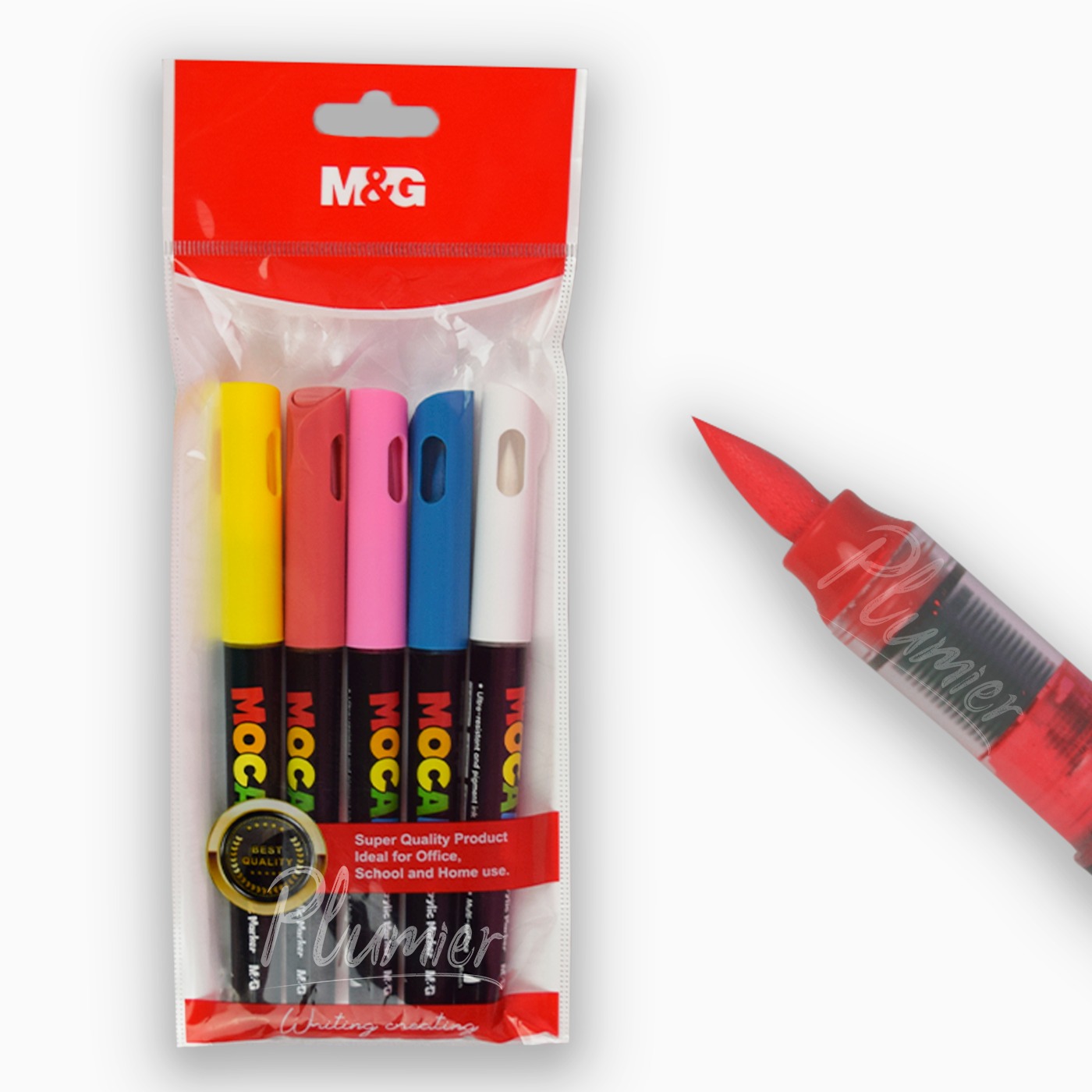 Mocalo Marcadores Acrílicos 5 Colores Punta Pincel Set 3