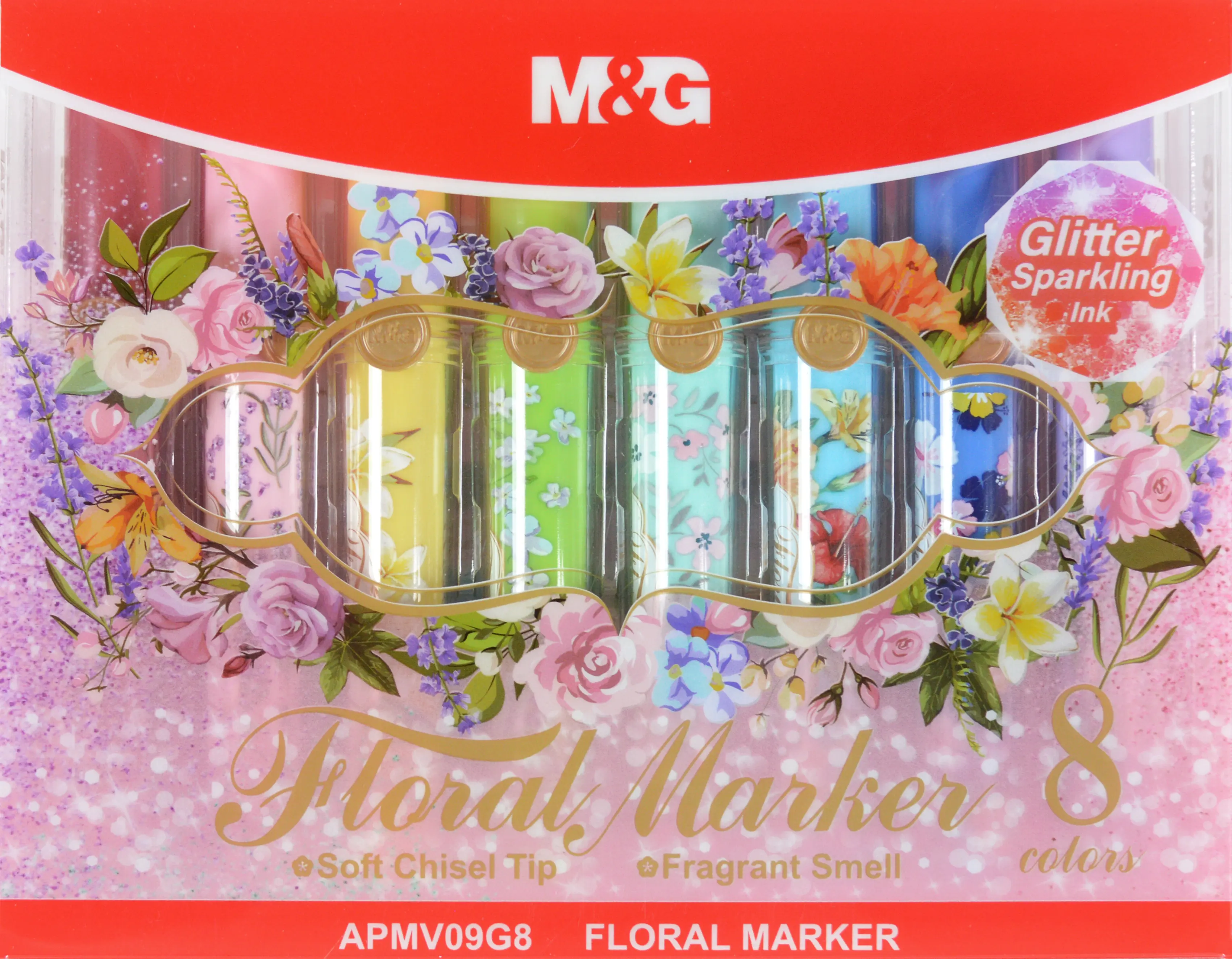 M&G Marcadores Glitter Con Aroma A Flores
