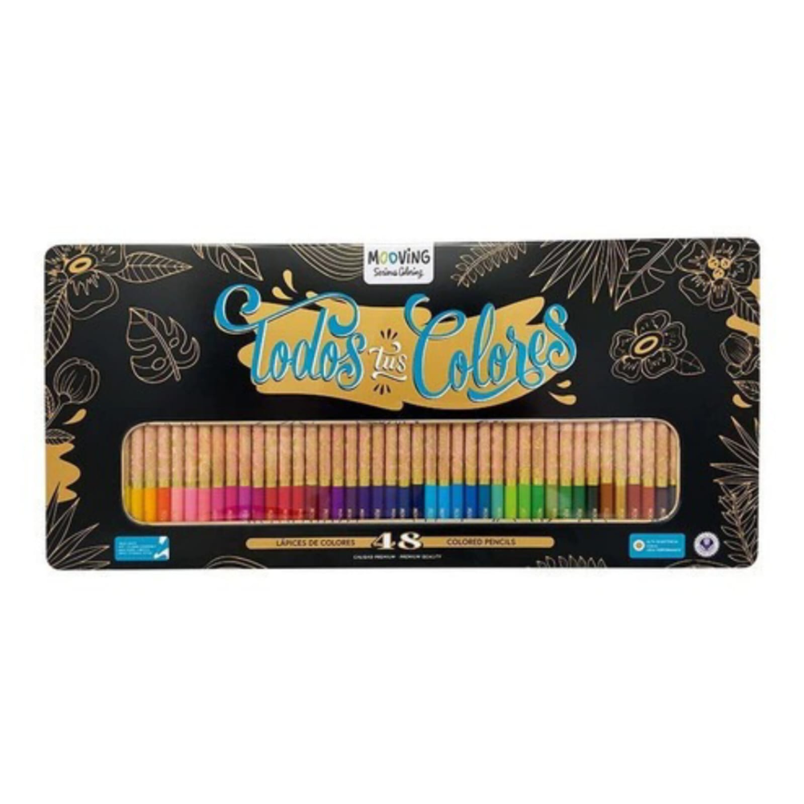 Mooving Lápices De Color 48 Colores Caja Metálica