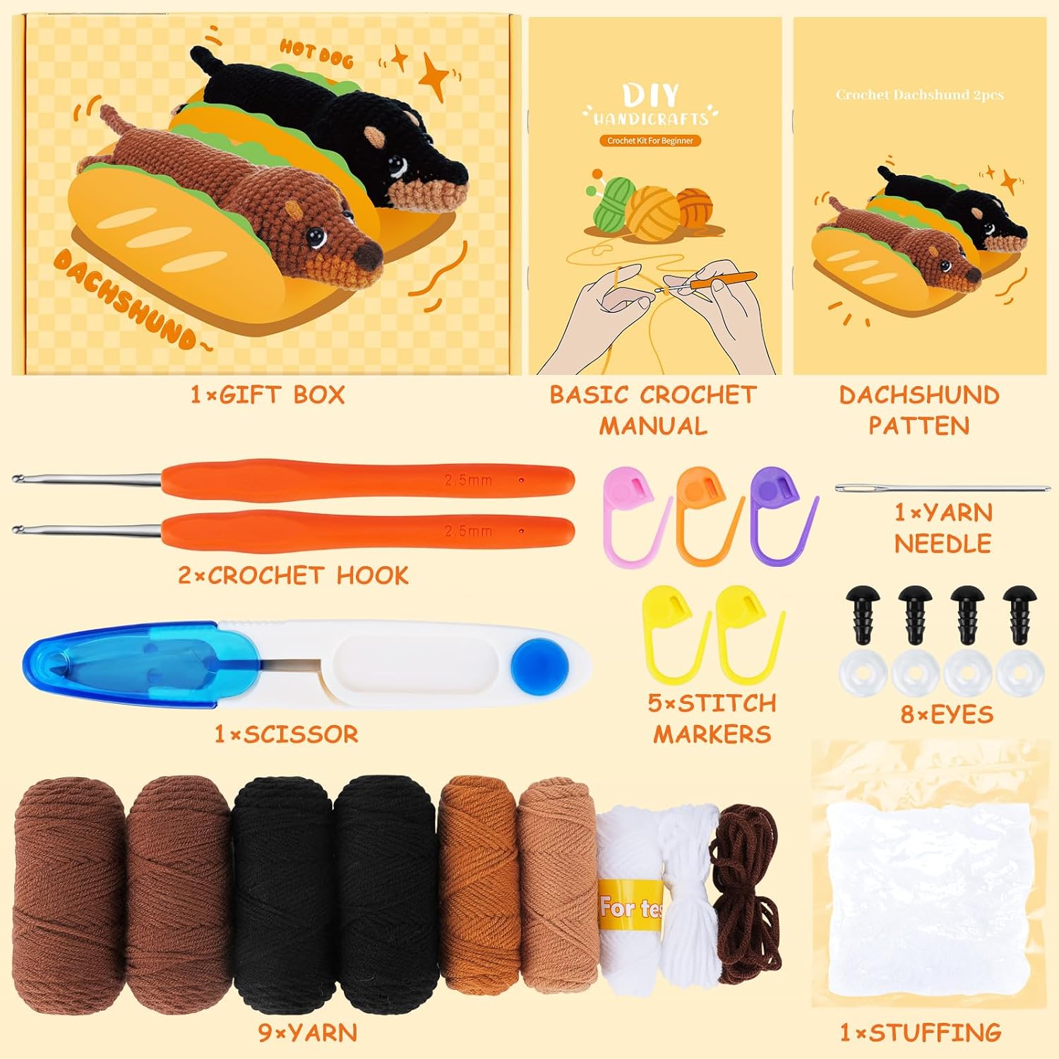 Kit Crochet Perros Salchichas