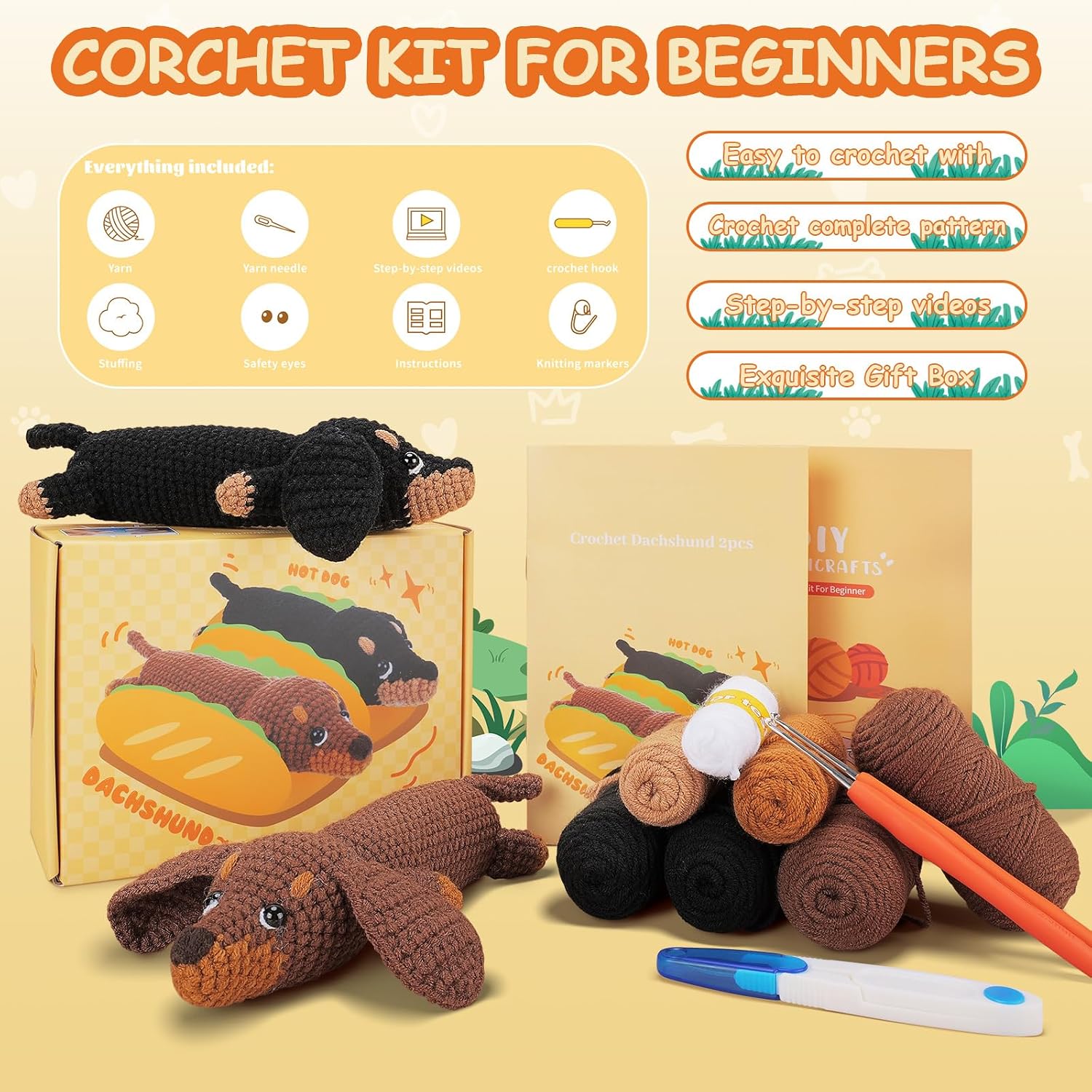 Kit Crochet Perros Salchichas