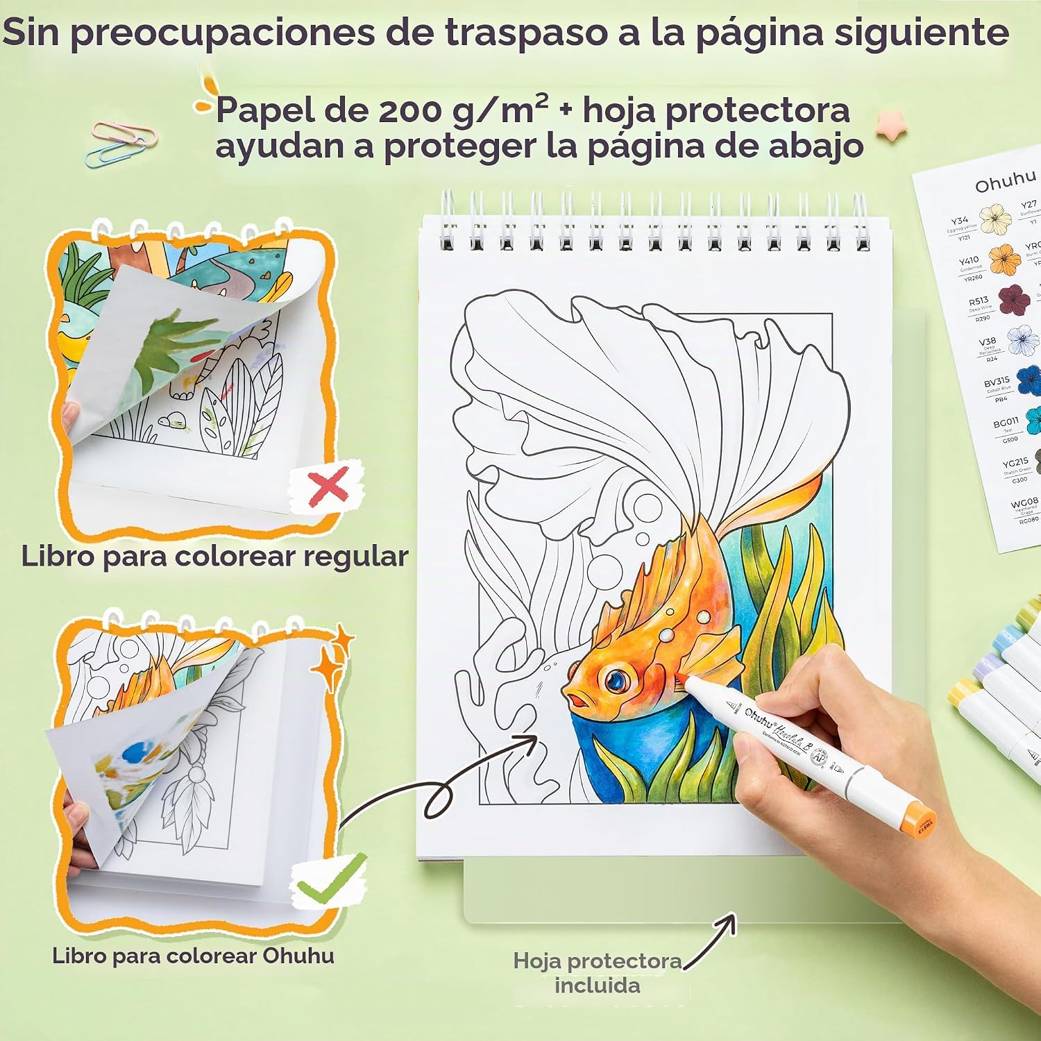Ohuhu Set De Colorear x Jade Summer 48 Colores Punta Pincel y Fina