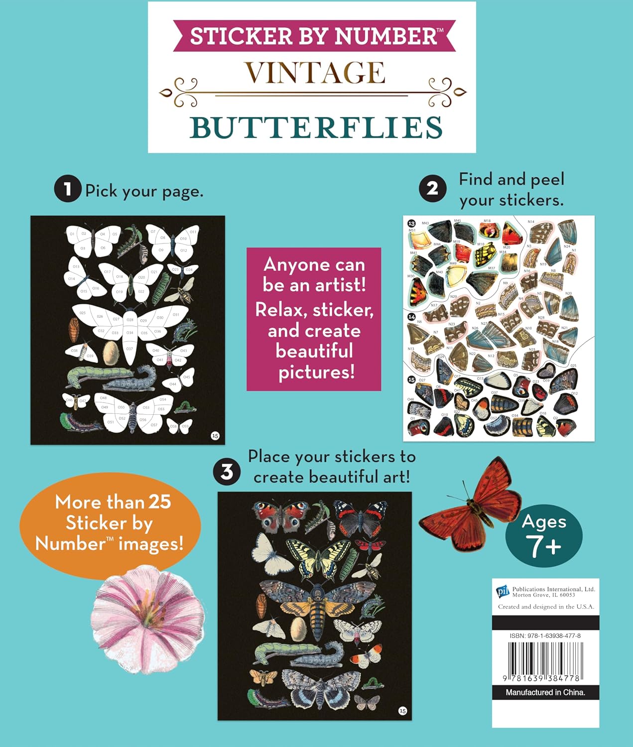 81os2RbeHxL._SL1500_ Libro Stickers Por Número Mariposas